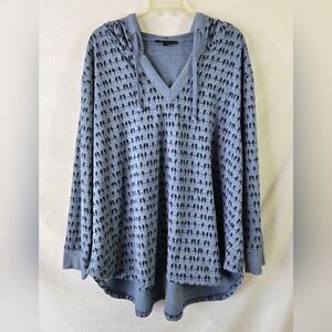 Jane And Delancey Blue Bird On A Wire Hooded Top Size 2X *FLAW*